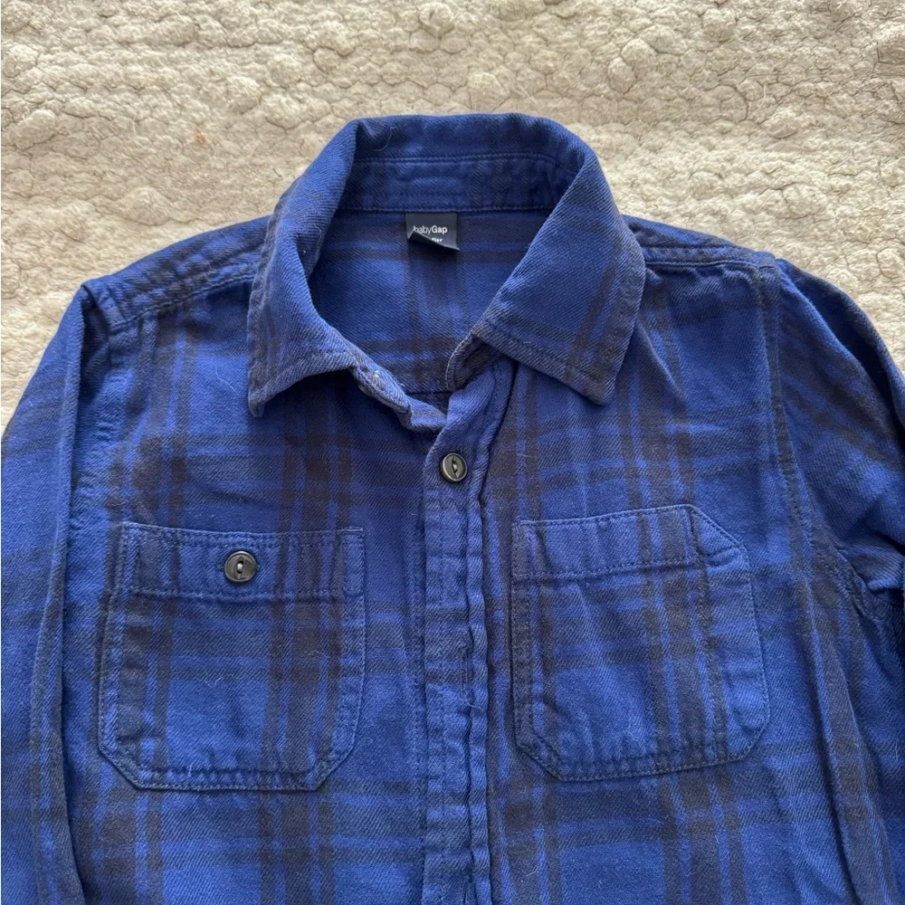 Gap Kids Blue Plaid Flannel Shirt